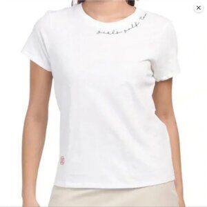 G/Fore Golf Scripted Tee “Girls Golf Too” in Snow White